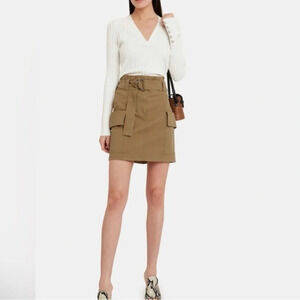 Veronica Beard NWT West Ribbed V Neck Pullover in Off-White Size Medium
